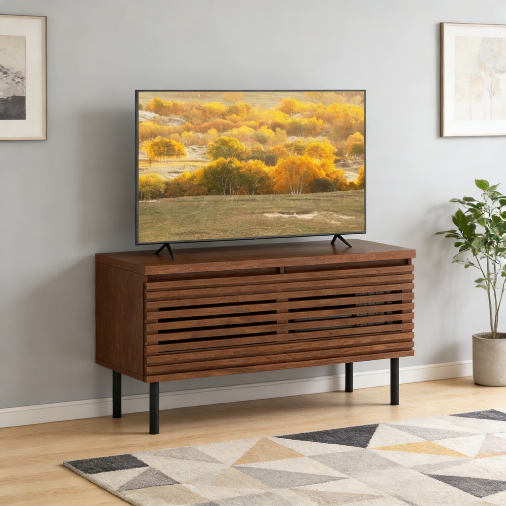 Mid Century Fluted Tv Stand With Storage And Metal Legs_voghion.com